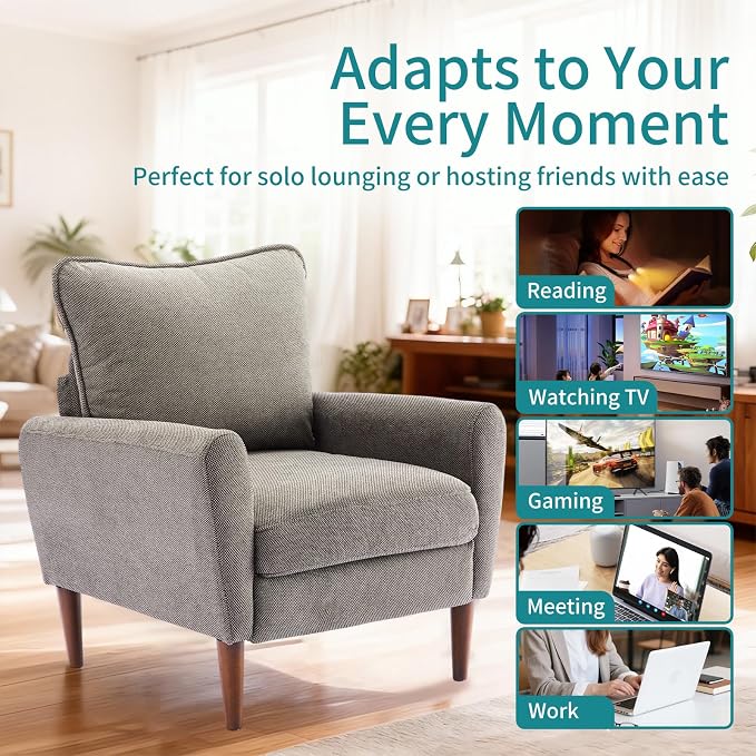 OLIXIS Comfy Accent Chair for Living Room Bedroom and Waiting Room, Upholstered - Image 4