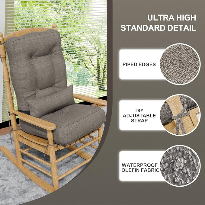 Rocking Chair Cushions with Pillow, Waterproof and Fade-Resistant Thicken - Image 6