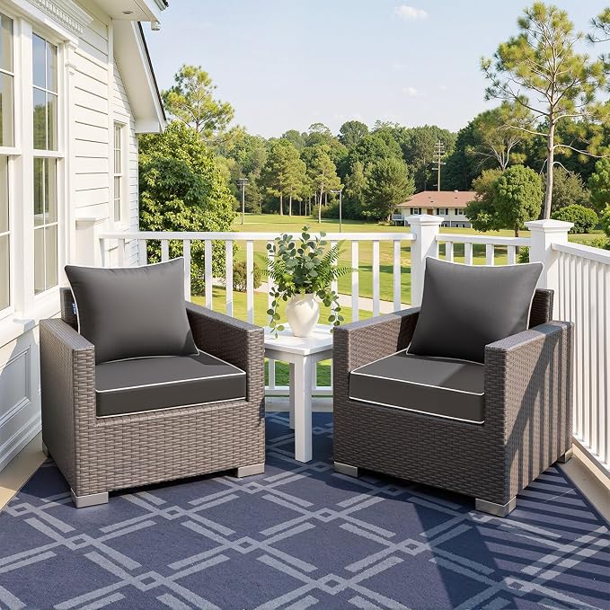 MIULEE Dark Grey Outdoor Seat Cushion 24x24 Inch Waterproof & 3 Year Fade - Image 2