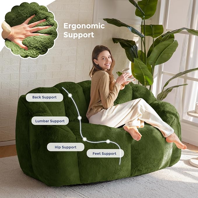 MAXYOYO Bean Bag Chair for Adults, Loveseat Floral Shaped Bean Bag Sofa - Image 5