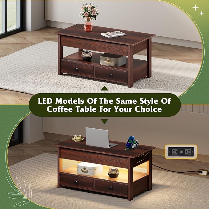 WLIVE Coffee Table, Lift Top Coffee Table - Image 9
