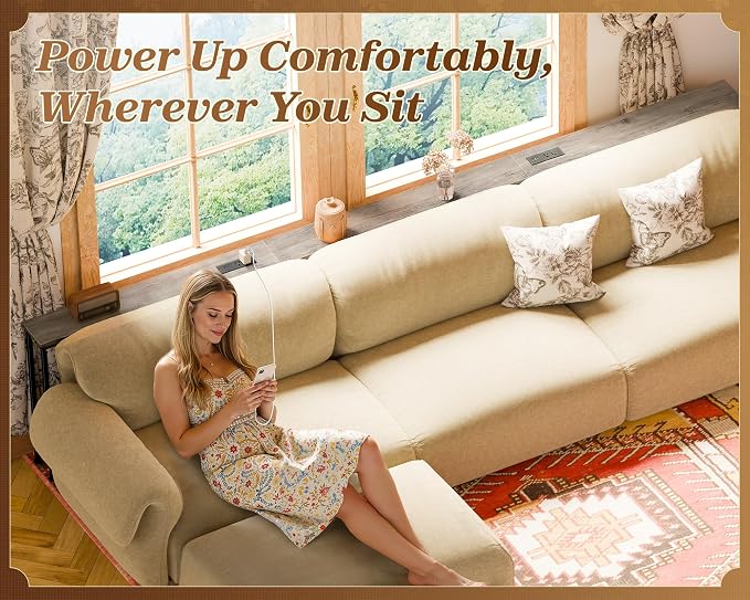 SUPERJARE Sofa Table with 2 Power Outlets and USB-C Ports, 5.9 Inch Narrow - Image 7