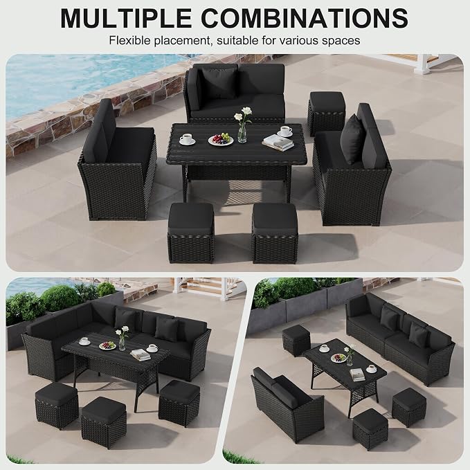 LOUVIXA 7 Pieces Patio Furniture Set, Outdoor Patio Furniture, Wicker - Image 3