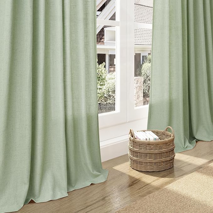 Nanspring Mist Sage Linen Curtains 84 Inch Length 2 Panels Set - Image 6