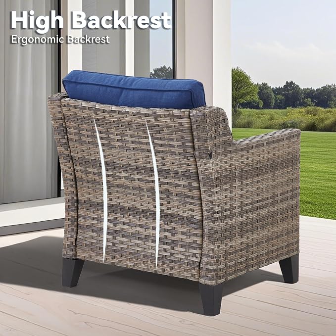 3 Pieces Patio Furniture Sets-Outdoor PE Rattan Wicker Chairs - Image 6