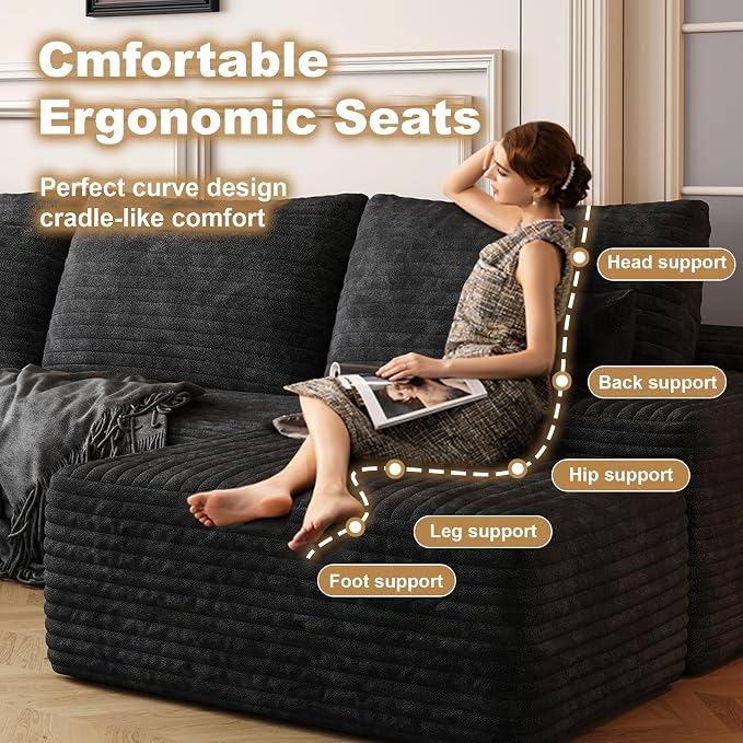 108" Sectional Couches for Living Room Cloud Couch Sofa - Image 5