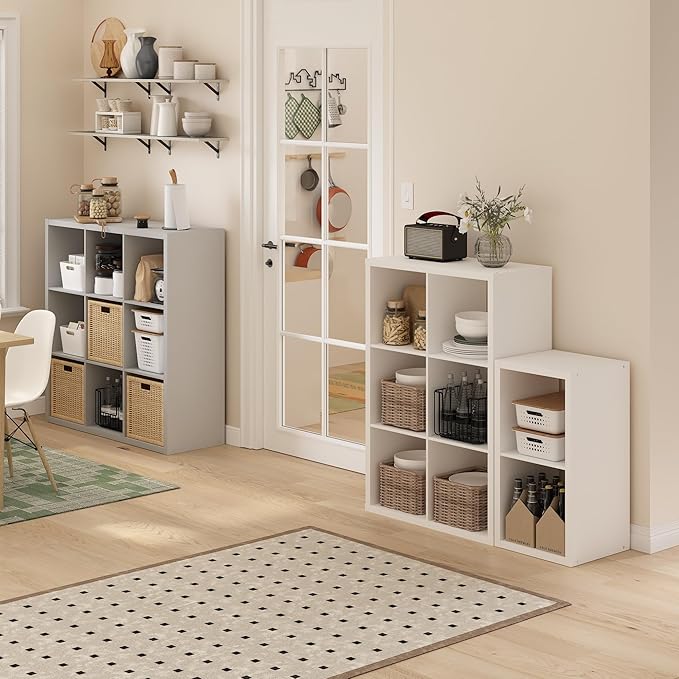 Furinno Cubicle Open Back Decorative Cube Storage Organizer, Light Grey - Image 6