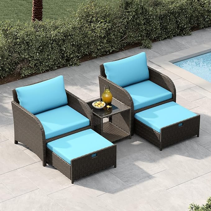 Garvee Patio Furniture Set, 5-Piece PE Rattan Wicker Outdoor Seating Set - Image 8