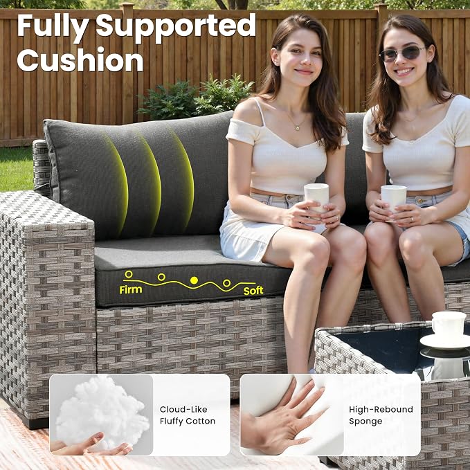 ovios 13 Pieces Patio Furniture Set, Outdoor Wicker Sectional Sofa - Image 6