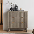 T4TREAM Fluted 3 Drawer Dresser, Curved Profile Design, Wood Drawer Organizer by T4TREAMFurniture