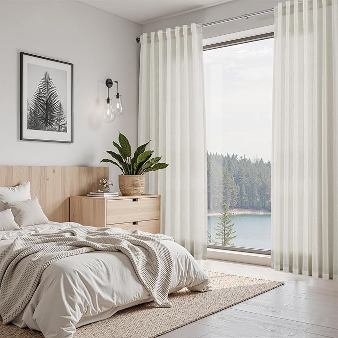 Nanspring Mousse White Linen Curtains - Image 7