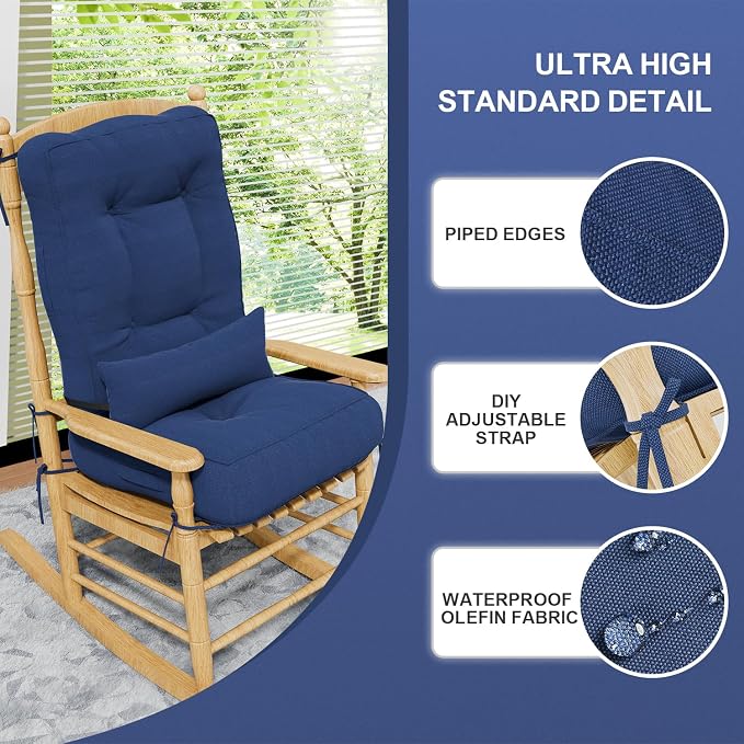 Rocking Chair Cushions with Pillow, Waterproof and Fade-Resistant Thicken - Image 6