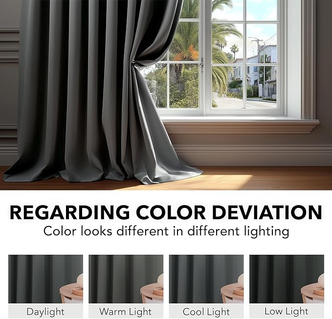 Deconovo Blackout Curtains, Thermal Insulated, W70 x L84 2 Panels, Back Tab - Image 6