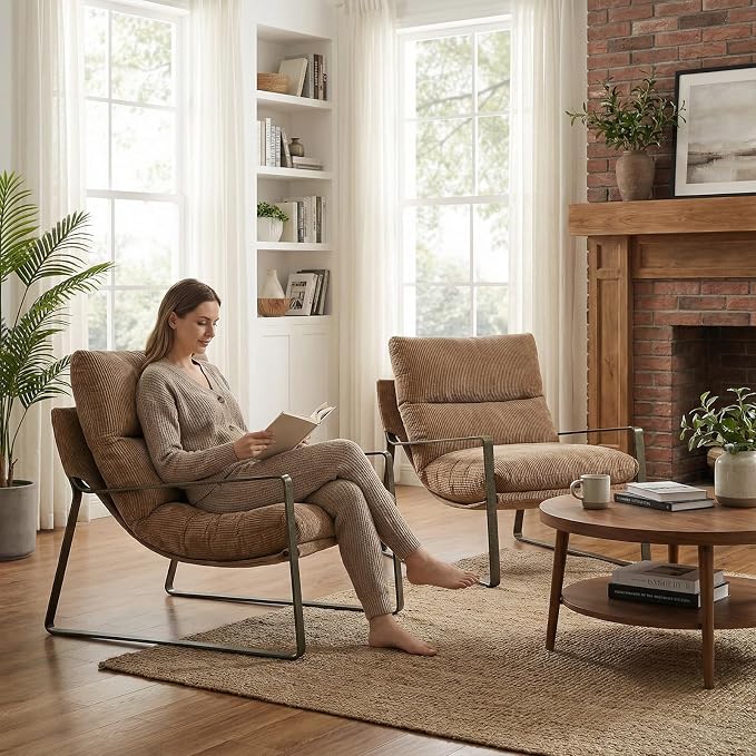 LukeAlon Modern Chenille Accent Armchair, Upholstered Lounge Chair - Image 7