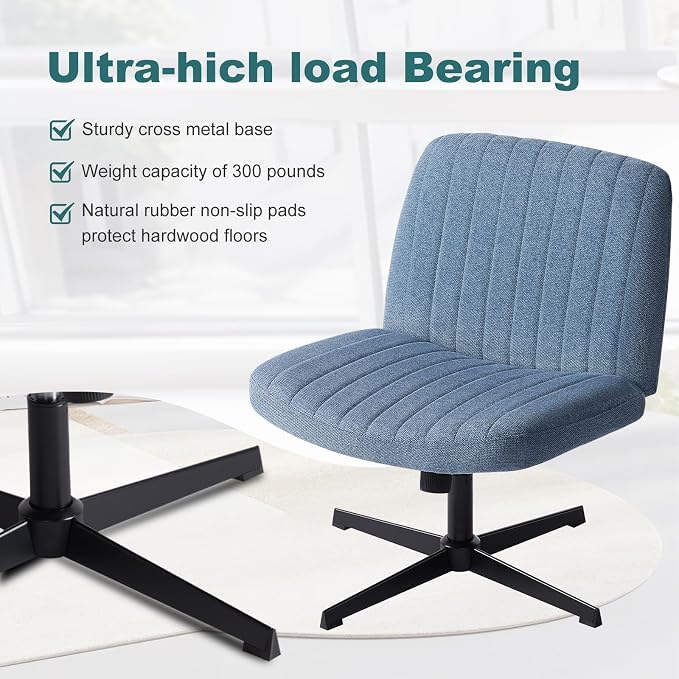 OLIXIS Criss Cross Chairs Legged Armless No Wheels Wide Seat Height Adjustable - Image 5