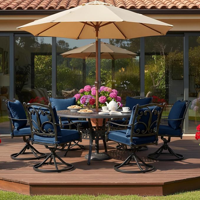 Summsun Outdoor Chair Cushions, Faux Linen Backrest and Seat Cushion Set - Image 9