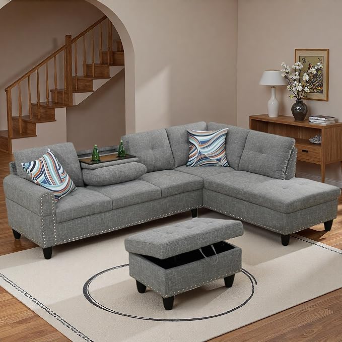 97.5" L Shaped Couch Set, Modular Sectional Couches - Image 7