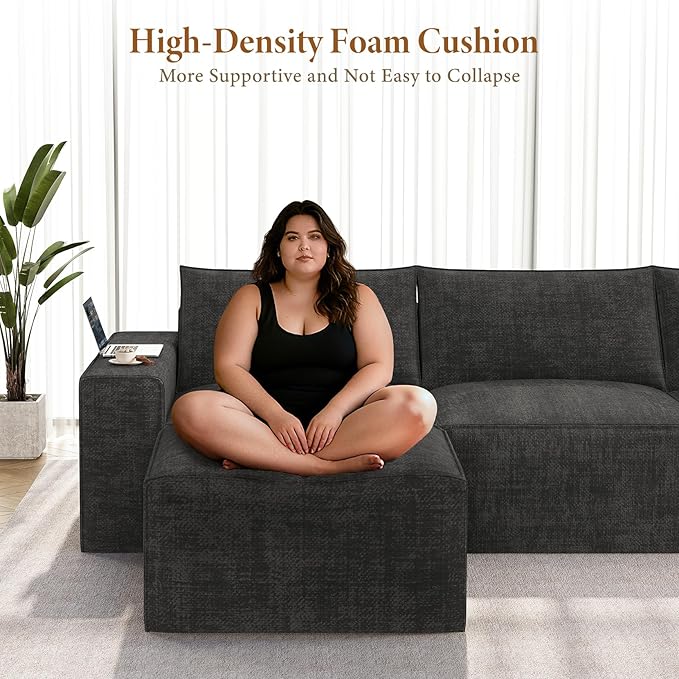 Vesgantti 114" Modular Boneless Couch, Modern 4 Sester Sectional Sofa - Image 3