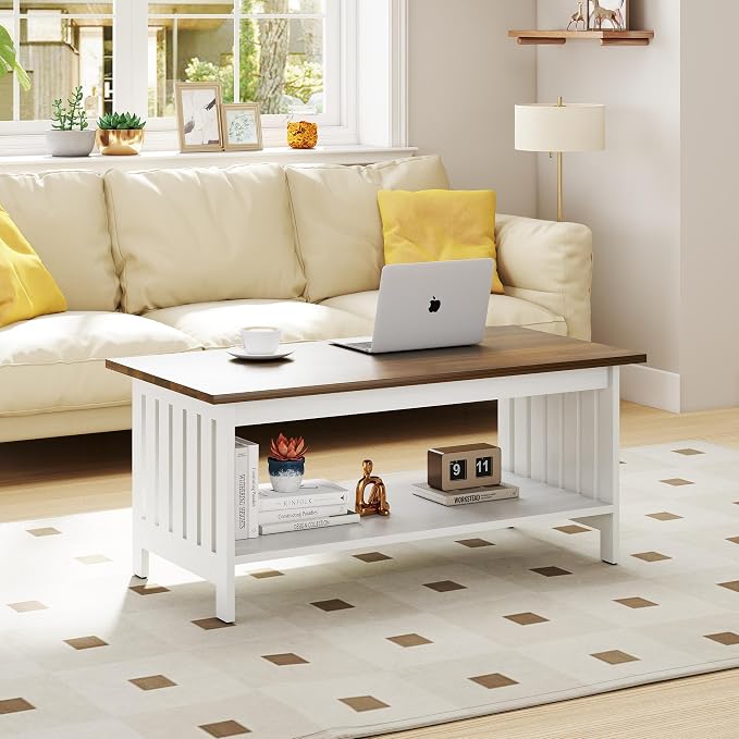 YOSHOOT 39.4" Farmhouse Coffee Table - Image 3