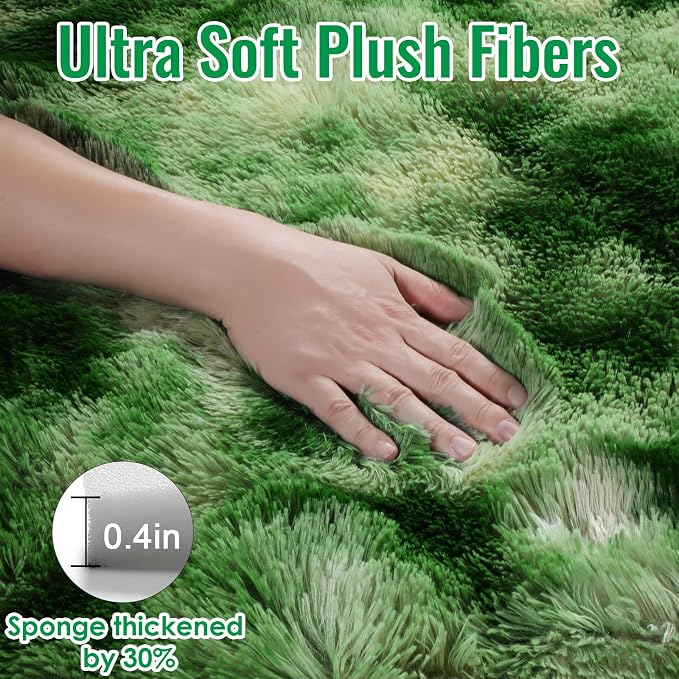PAGISOFE Area Rugs for Bedroom 4x6, Fluffy Dark Green Rugs for Living Room - Image 8