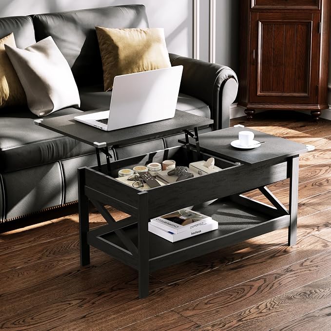Lift Top Coffee Table with Storage, Small Coffee Table with Hidden Compartment - Image 2