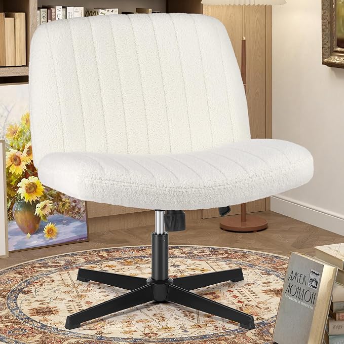 OLIXIS Criss Cross Chairs Legged Armless No Wheels Wide Seat Height Adjustable by OLIXIS