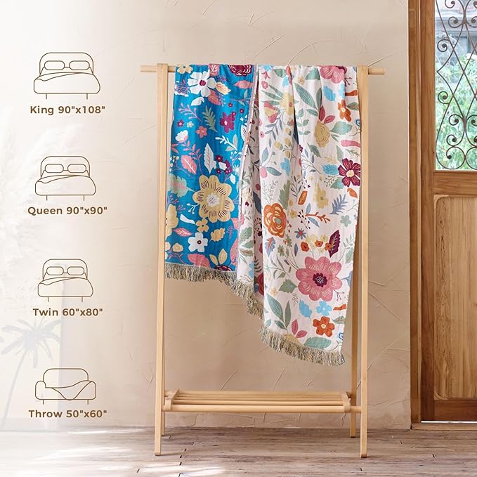 LUTBM Boho Throw Blanket for Bed Cotton Summer Blankets Twin Size for Bedroom - Image 6