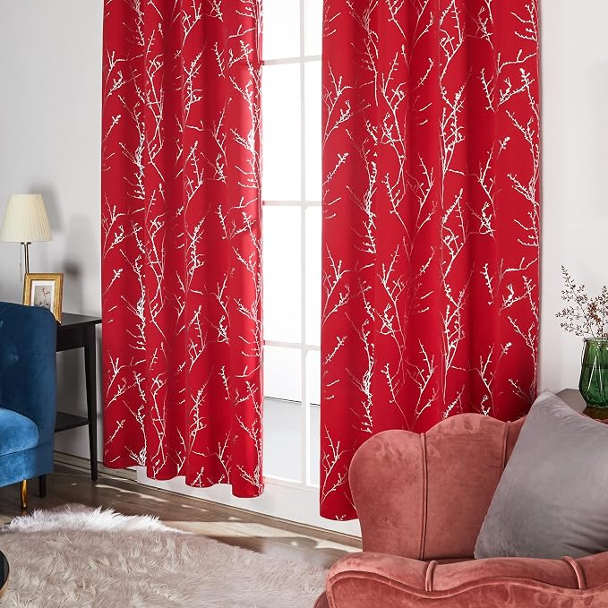 Deconovo Christmas Red Curtains, Soundproof Curtain, 52 x 108 Inch Long - Image 4