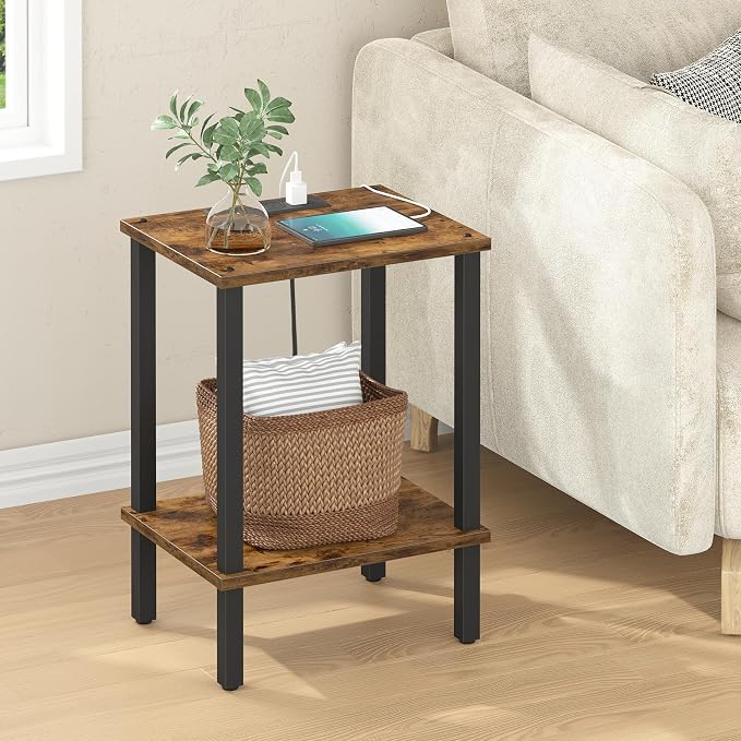 TUTOTAK End Table with Charging Station, Side Table with USB Ports and Outlets - Image 2
