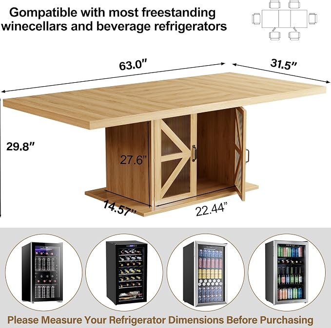 LVB Dining Table for 4-6, Modern Wood Dining Room Table, Farmhouse Rectangular - Image 2
