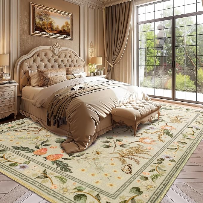 Area Rugs for Living Room, 6x9 Washable Vintage Rug for Bedroom, Non-Slip - Image 4