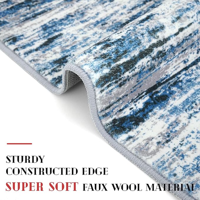 Lansny Modern Abstract Entryway Rug Indoor 2x3 Washable Rug Non-Slip Soft Small - Image 5