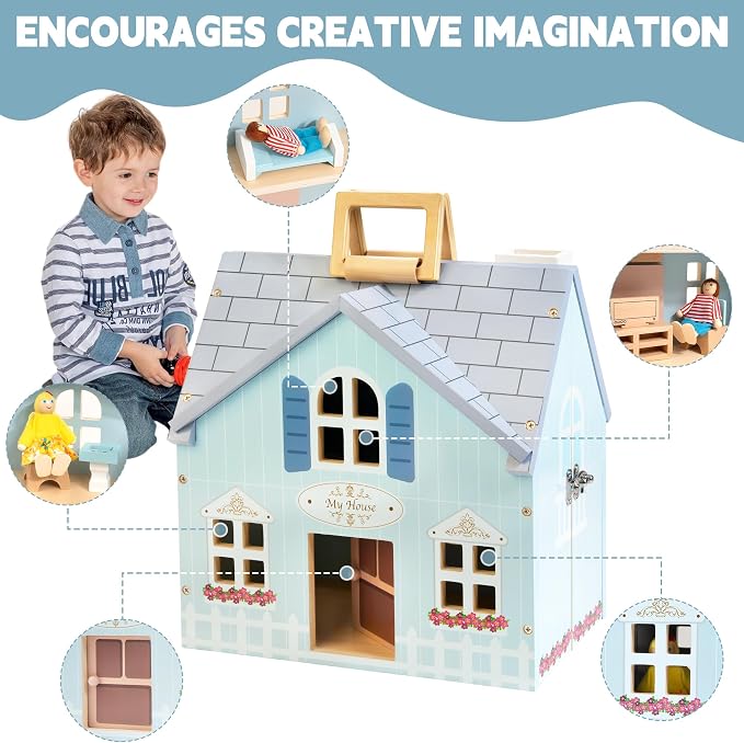 WOODMAM Foldable Wooden Dollhouse - Image 5