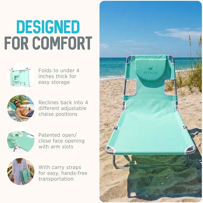 Ostrich the Original Chaise 72 x 22 Inch Lounge Portable Reclining Lounger - Image 5
