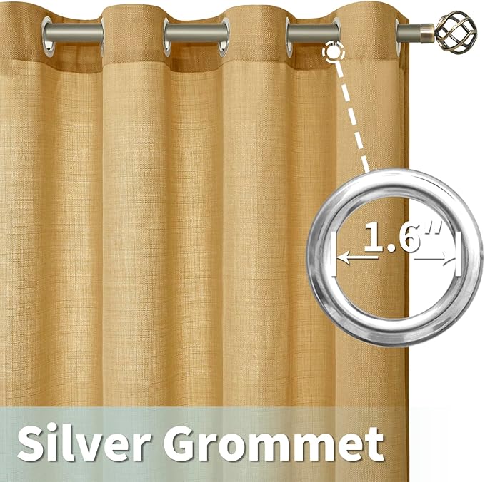 LAMIT Linen Curtains 90 Inch for Bedroom, Grommet Thick Linen Textured Sheer - Image 4