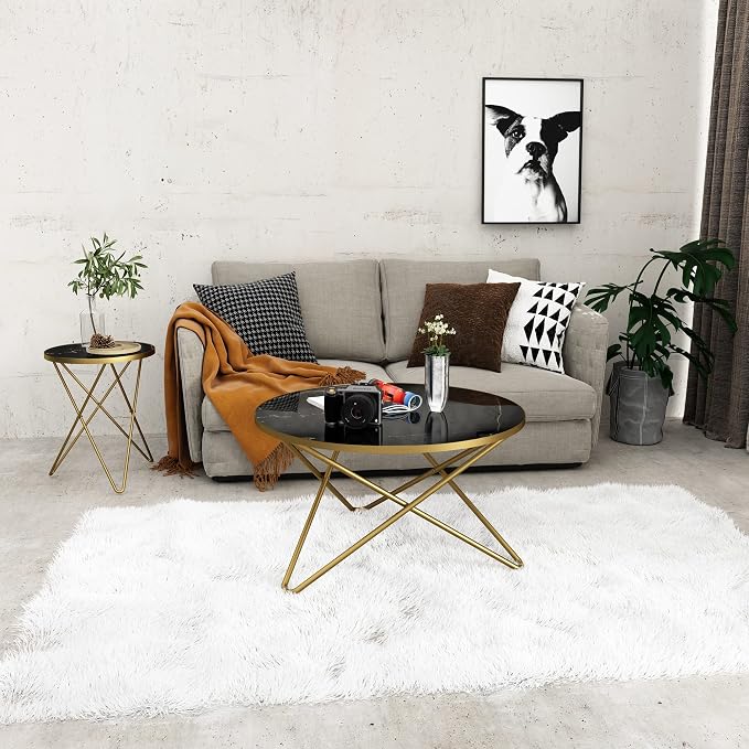 HLR Round Coffee Table with Black Faux Marble Top - Image 8