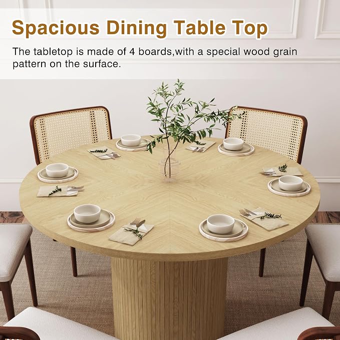 weselon Round Dining Table for 4, Modern Farmhouse Kitchen Table, 47 Inch Small - Image 7