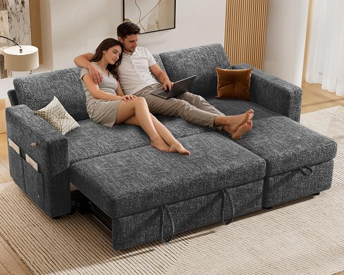Sunny Heart 82" L Shaped Sectional Sleeper Sofa Bed by SunnyHeart
