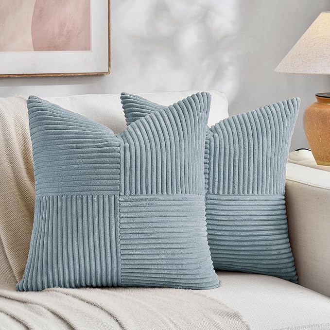 Fancy Homi Set of 2 Light Blue Decorative Throw Pillow Covers 22x22 Inch by Fancy+Homi