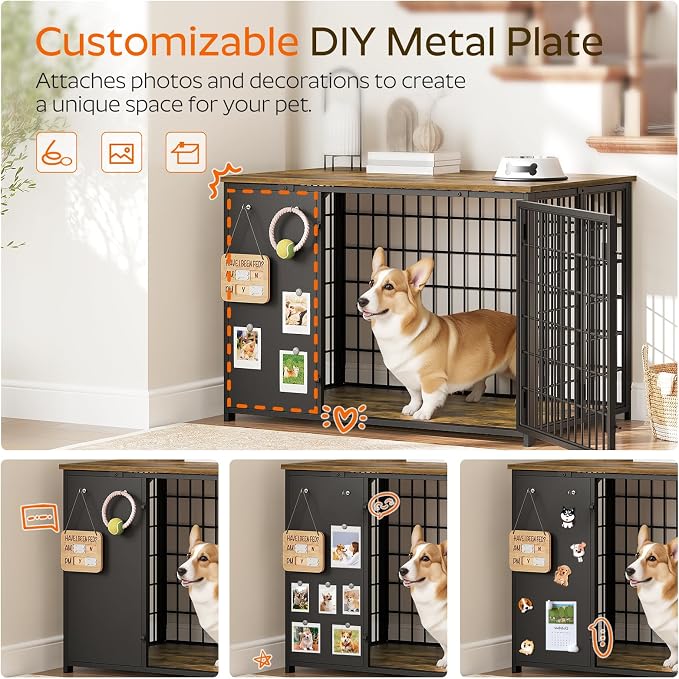 YATINEY Foldable Dog Crate Furniture, Dog Crate - Image 4