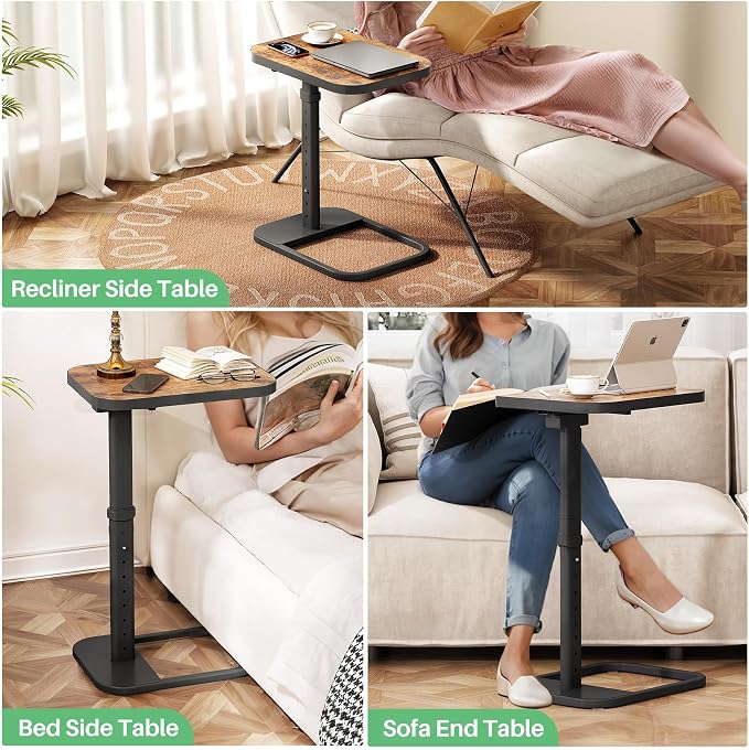 Kitstorack TV Tray Table, Adjustable Height & Flip-Top & Rounded Metal Corners - Image 9