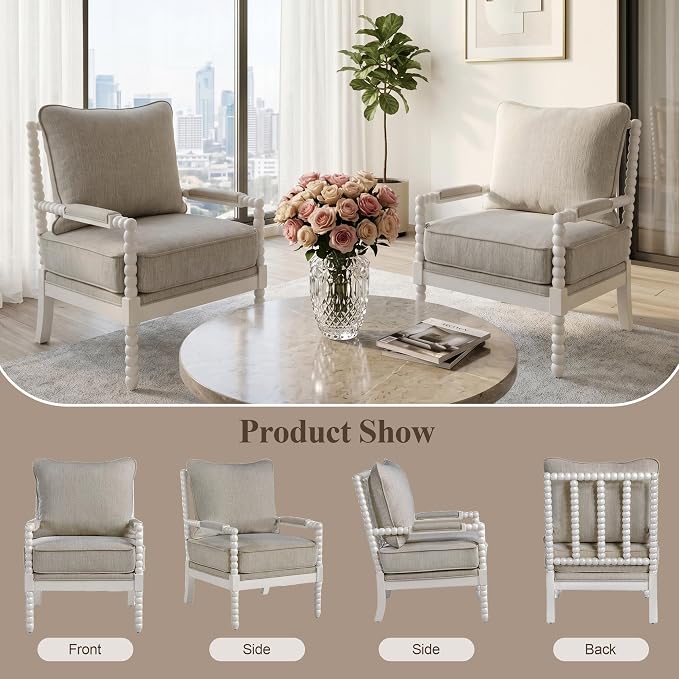 DUHOME Linen Fabric Spindle Accent Chair - Image 7