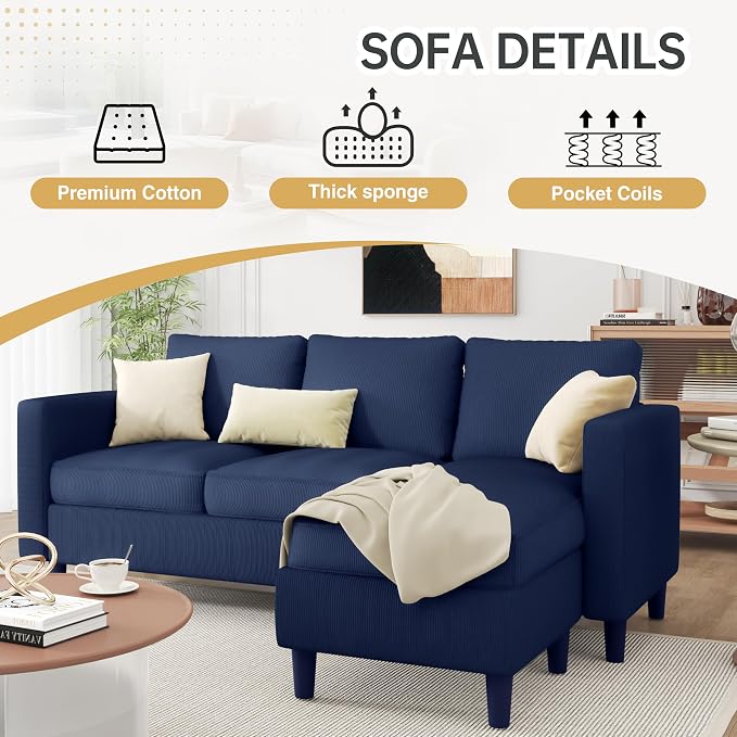 JAMFLY Couches for Living Room, 3-Seat Reversible Sectional Sofa - Image 6