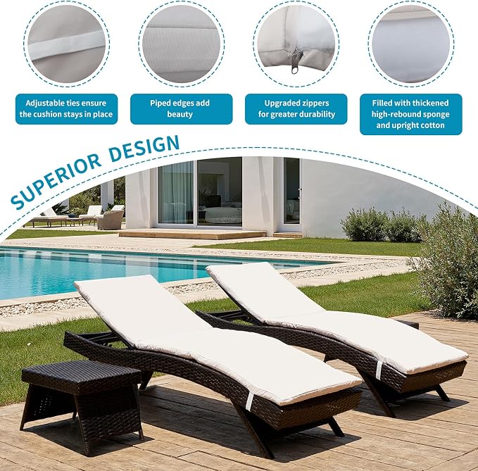 Outdoor Chaise Lounge Chairs Set of 2 - Image 5