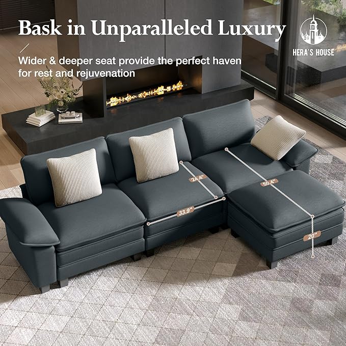 HERA'S HOUSE 124" Modular Sectional Sofa, Oversized U Shaped Couches - Image 7