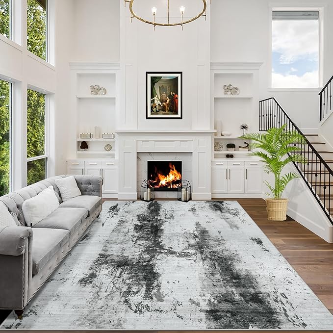 9x12 Area Rugs Washable Rug: Modern Abstract Living Room Rug Soft Anti-Skid by GENTDRIZZ