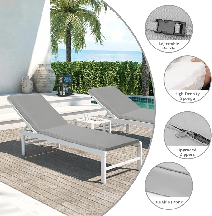 Outdoor Chaise Lounge Cushions for Patio, Lounge Chair Cushions, Waterproof - Image 3