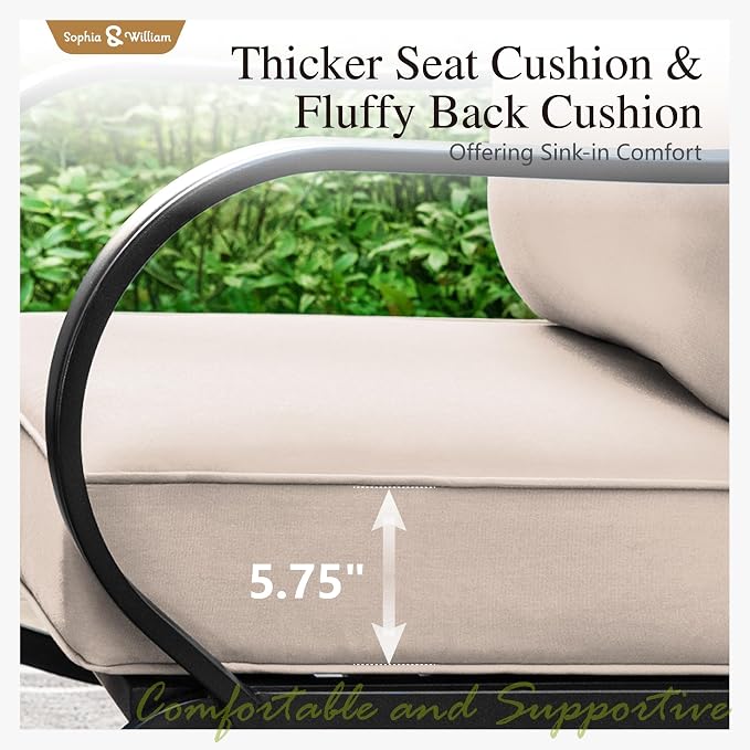Sophia & William 2 Pieces Patio Furniture Sets Metal Sofa Chairs Patio Cushion - Image 3