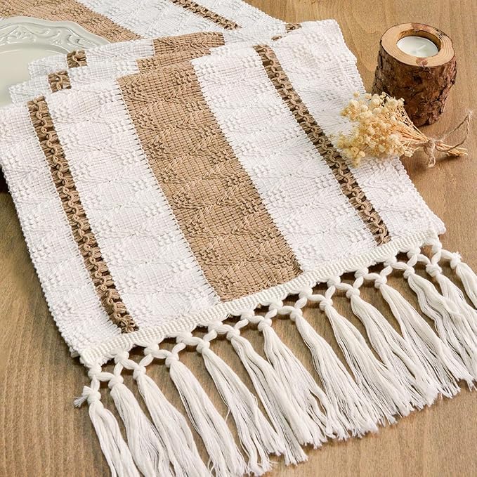 FEXIA Boho Table Runner with Tassels 12x90 Inches by FEXIA