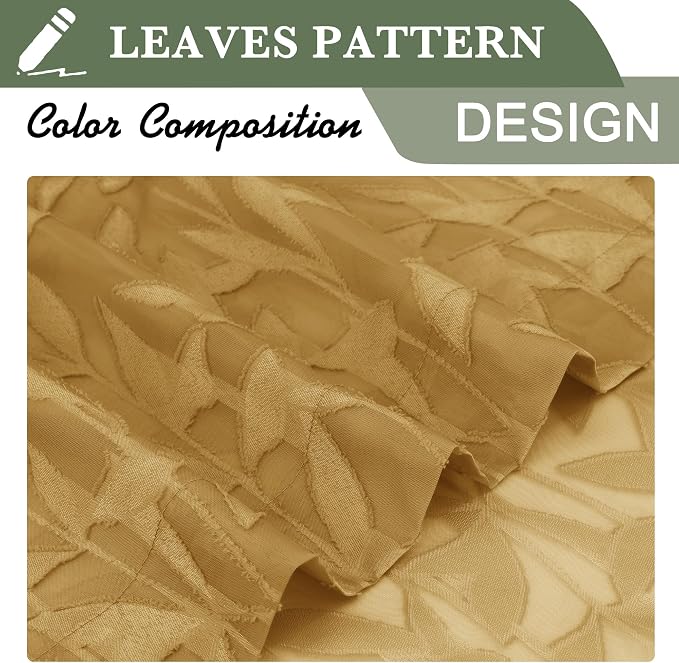 Lecloud Leia Dark Gold Sheer Kitchen Curtains 36 Inch Length, Breathable Clip - Image 9